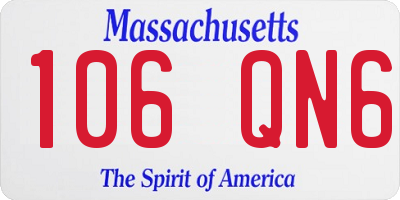 MA license plate 106QN6