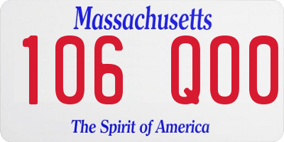 MA license plate 106QO0