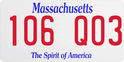 MA license plate 106QO3