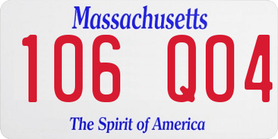 MA license plate 106QO4