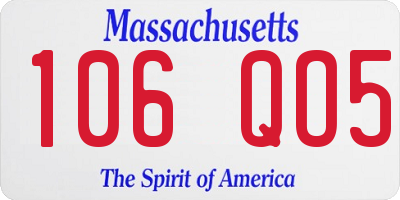 MA license plate 106QO5