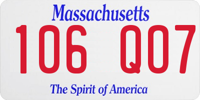 MA license plate 106QO7