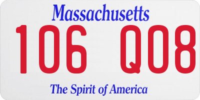 MA license plate 106QO8