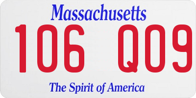 MA license plate 106QO9