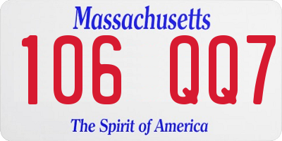 MA license plate 106QQ7