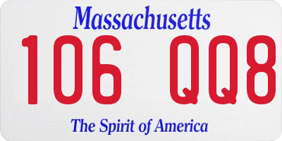 MA license plate 106QQ8