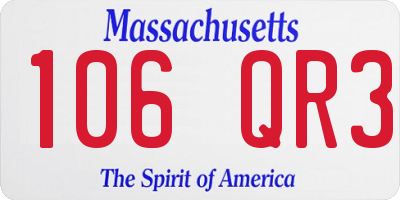 MA license plate 106QR3