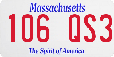 MA license plate 106QS3