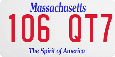 MA license plate 106QT7