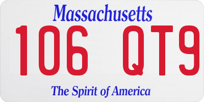MA license plate 106QT9