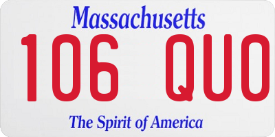 MA license plate 106QU0