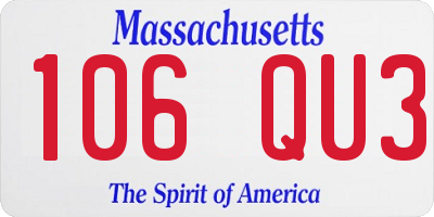 MA license plate 106QU3