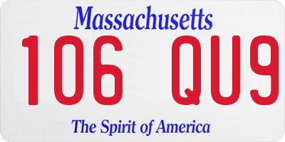 MA license plate 106QU9