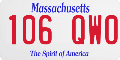 MA license plate 106QW0