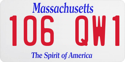 MA license plate 106QW1