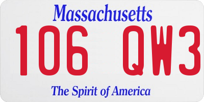 MA license plate 106QW3