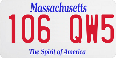 MA license plate 106QW5