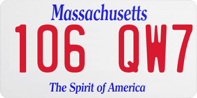 MA license plate 106QW7