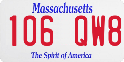 MA license plate 106QW8