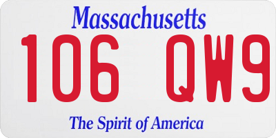 MA license plate 106QW9