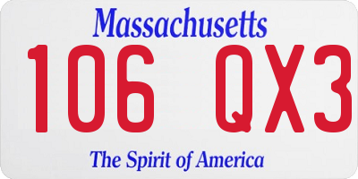 MA license plate 106QX3