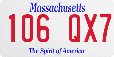 MA license plate 106QX7