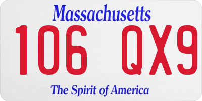 MA license plate 106QX9