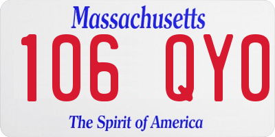 MA license plate 106QY0