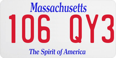 MA license plate 106QY3
