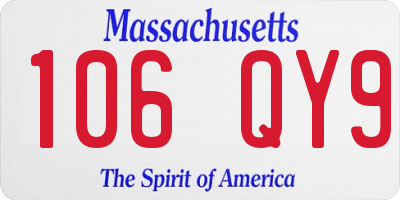 MA license plate 106QY9