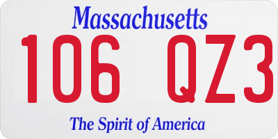 MA license plate 106QZ3