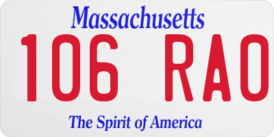 MA license plate 106RA0