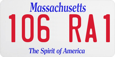 MA license plate 106RA1