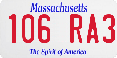 MA license plate 106RA3