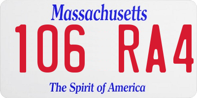 MA license plate 106RA4
