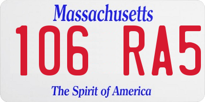 MA license plate 106RA5