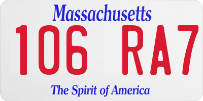 MA license plate 106RA7