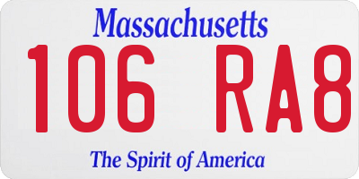 MA license plate 106RA8