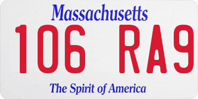 MA license plate 106RA9