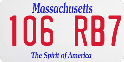 MA license plate 106RB7