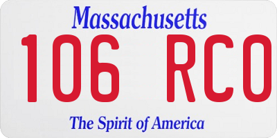 MA license plate 106RC0