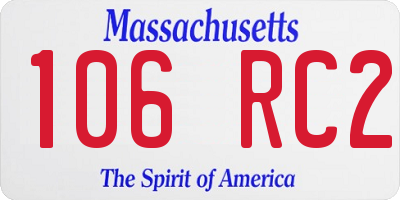 MA license plate 106RC2