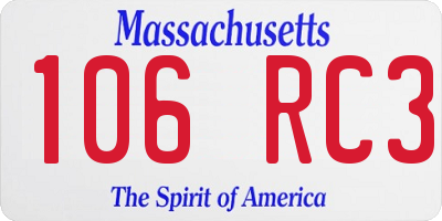 MA license plate 106RC3