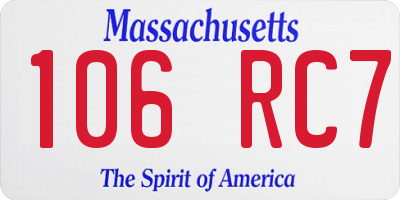 MA license plate 106RC7