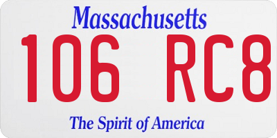 MA license plate 106RC8