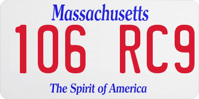 MA license plate 106RC9