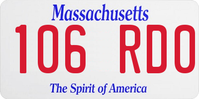 MA license plate 106RD0