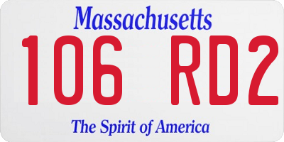 MA license plate 106RD2