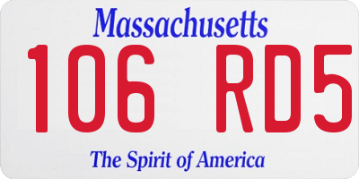 MA license plate 106RD5