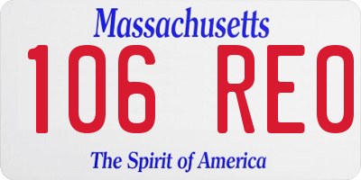 MA license plate 106RE0